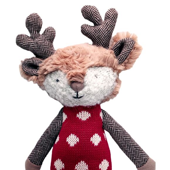 Anthropologie Sock Monkey Reindeer Plush Christmas Tree Topper Rare 2016 Toy - Picture 4 of 10
